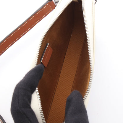 トリオンフ ホリゾンタル ポーチ ショルダーバッグ PVC レザー ホワイト ブラウン セリーヌ バッグ CELINE