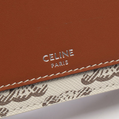 トリオンフ ホリゾンタル ポーチ ショルダーバッグ PVC レザー ホワイト ブラウン セリーヌ バッグ CELINE
