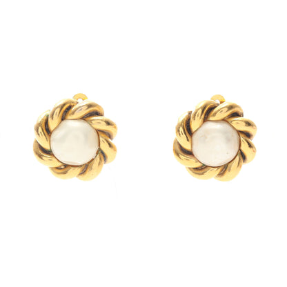 イヤリング GP フェイクパール ゴールド オフホワイト ヴィンテージ シャネル アクセサリー CHANEL