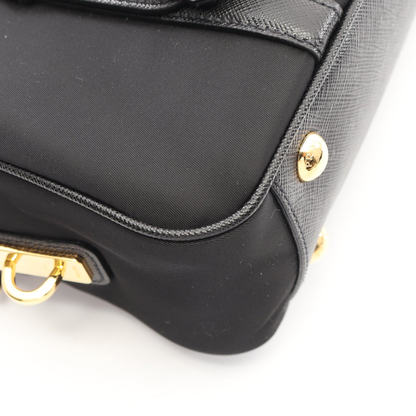 TESSUTO+SAFFIANO 2WAY ハンドバッグ ナイロン サフィアーノレザー ブラック プラダ バッグ PRADA