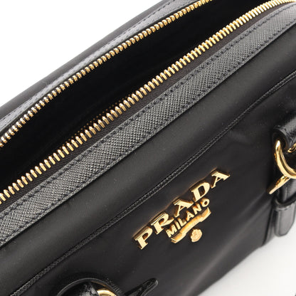 TESSUTO+SAFFIANO 2WAY ハンドバッグ ナイロン サフィアーノレザー ブラック プラダ バッグ PRADA