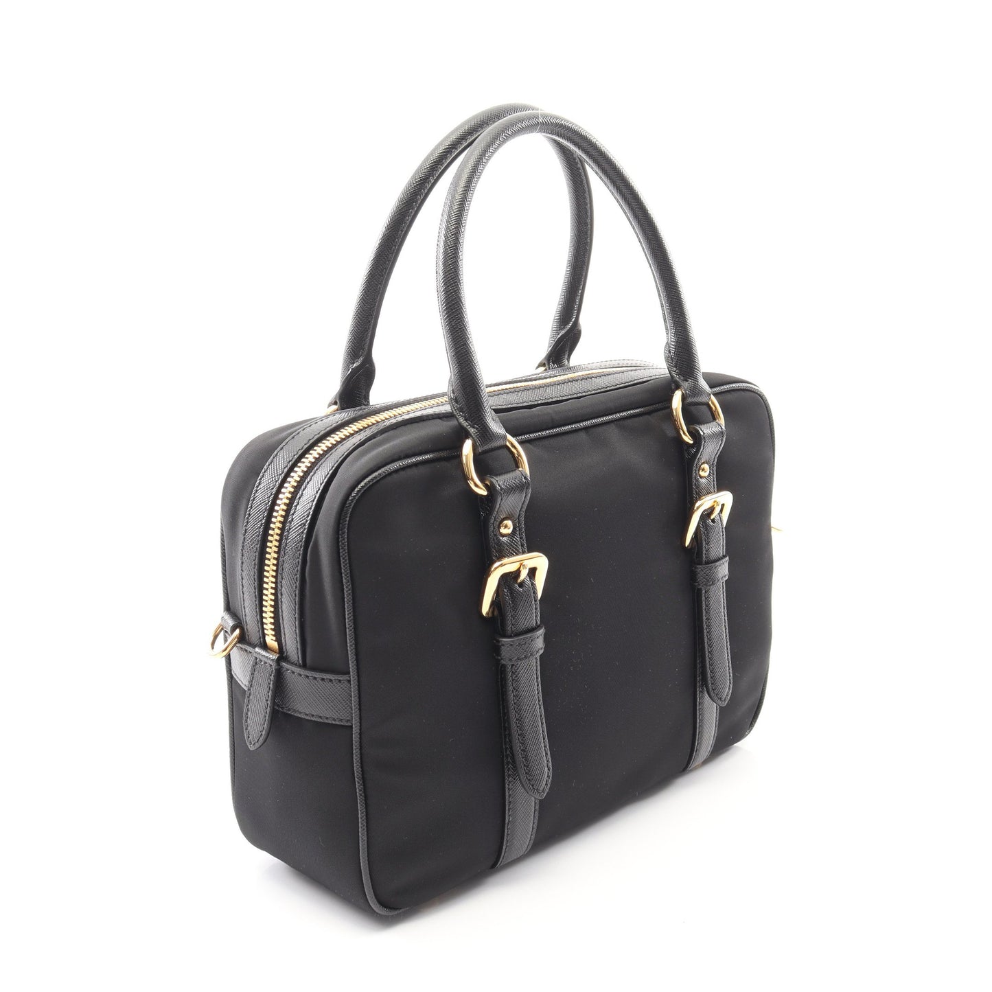 TESSUTO+SAFFIANO 2WAY ハンドバッグ ナイロン サフィアーノレザー ブラック プラダ バッグ PRADA