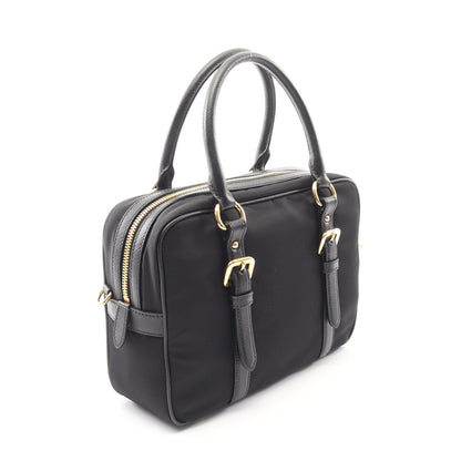 TESSUTO+SAFFIANO 2WAY ハンドバッグ ナイロン サフィアーノレザー ブラック プラダ バッグ PRADA