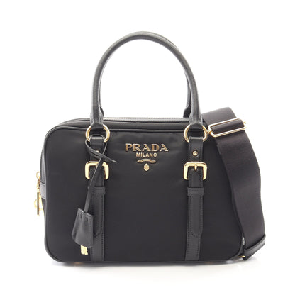 TESSUTO+SAFFIANO 2WAY ハンドバッグ ナイロン サフィアーノレザー ブラック プラダ バッグ PRADA