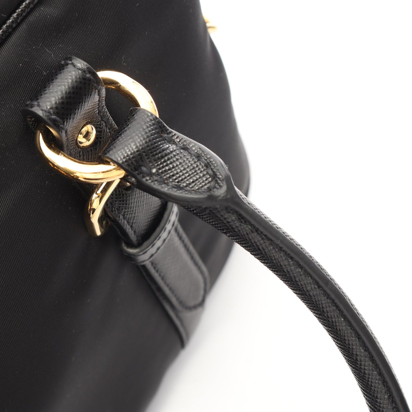 TESSUTO+SAFFIANO 2WAY ハンドバッグ ナイロン サフィアーノレザー ブラック プラダ バッグ PRADA