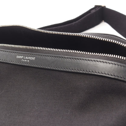ボディバッグ ウエストバッグ キャンバス レザー ブラック サンローランパリ バッグ SAINT LAURENT PARIS