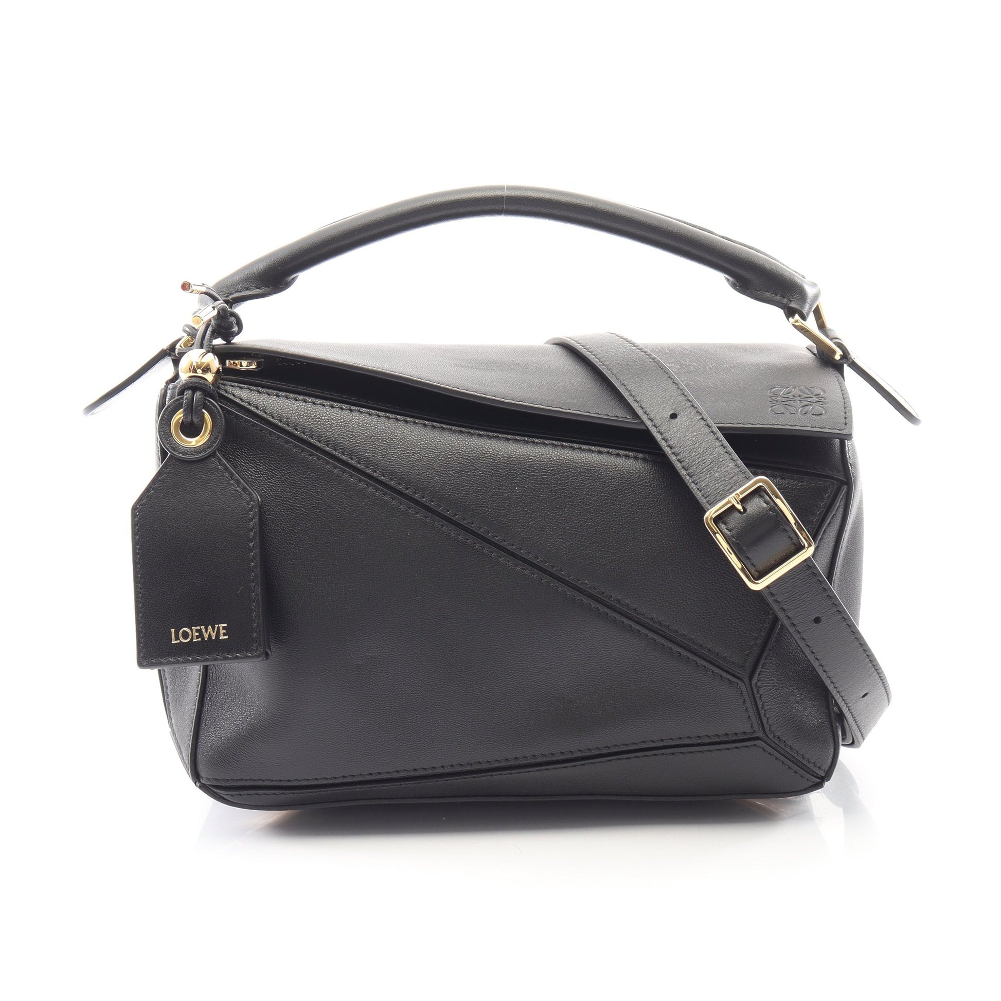 パズルバッグ スモール 2WAY ハンドバッグ レザー ブラック ロエベ バッグ LOEWE