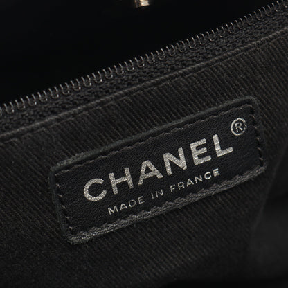 Vステッチ チェーンショルダーバッグ キャンバス レザー ブラック シルバー金具 シャネル バッグ CHANEL