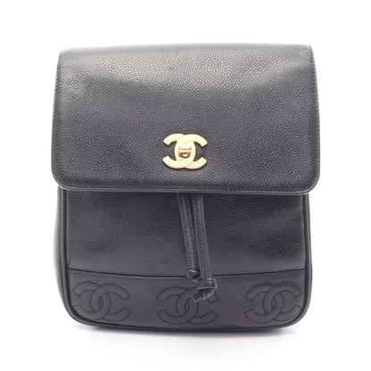 トリプルココマーク バックパック リュックサック キャビアスキン ブラック ゴールド金具 シャネル バッグ CHANEL