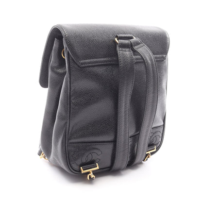 トリプルココマーク バックパック リュックサック キャビアスキン ブラック ゴールド金具 シャネル バッグ CHANEL
