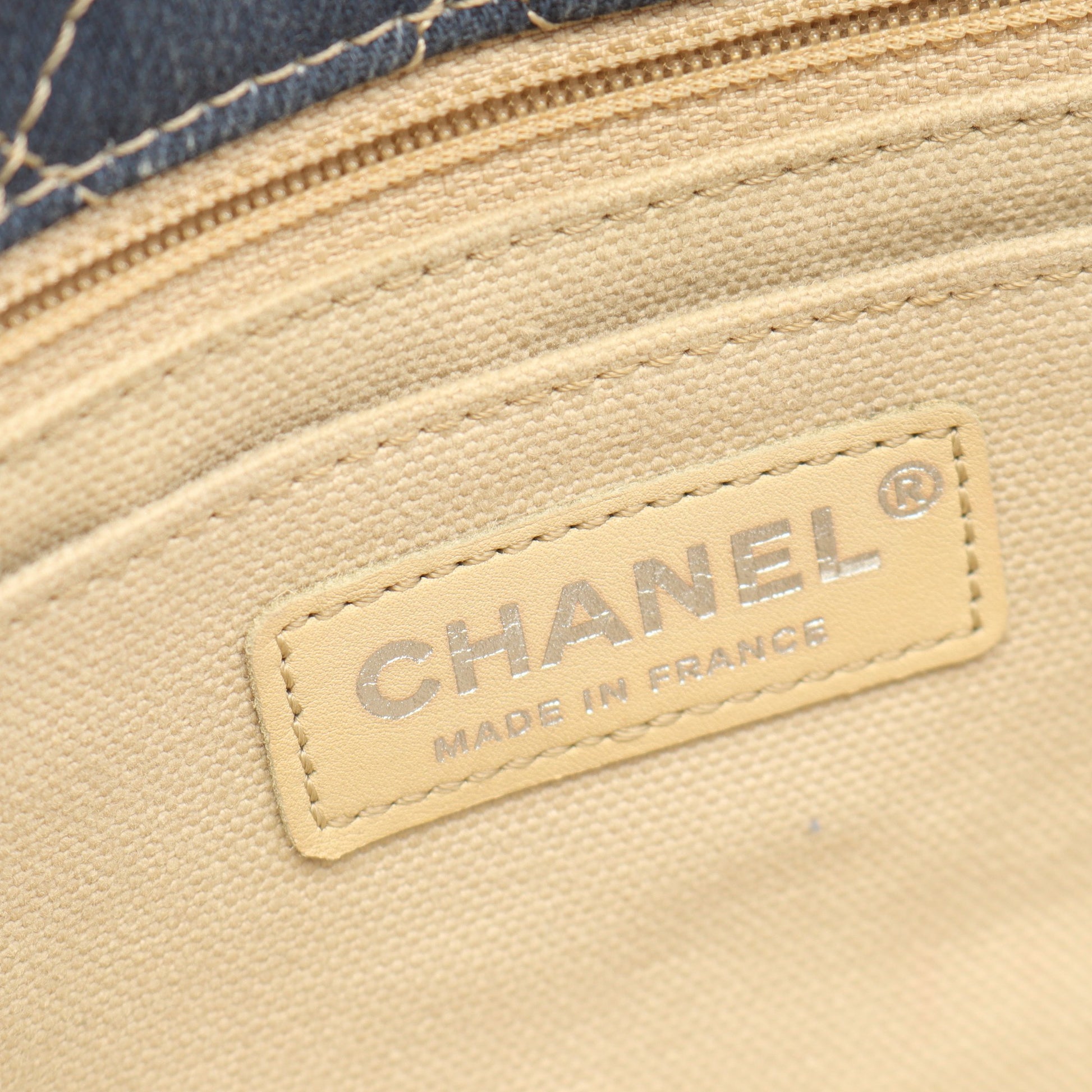 マトラッセ Wチェーンショルダーバッグ デニム インディゴブルー シルバー金具 シャネル バッグ CHANEL