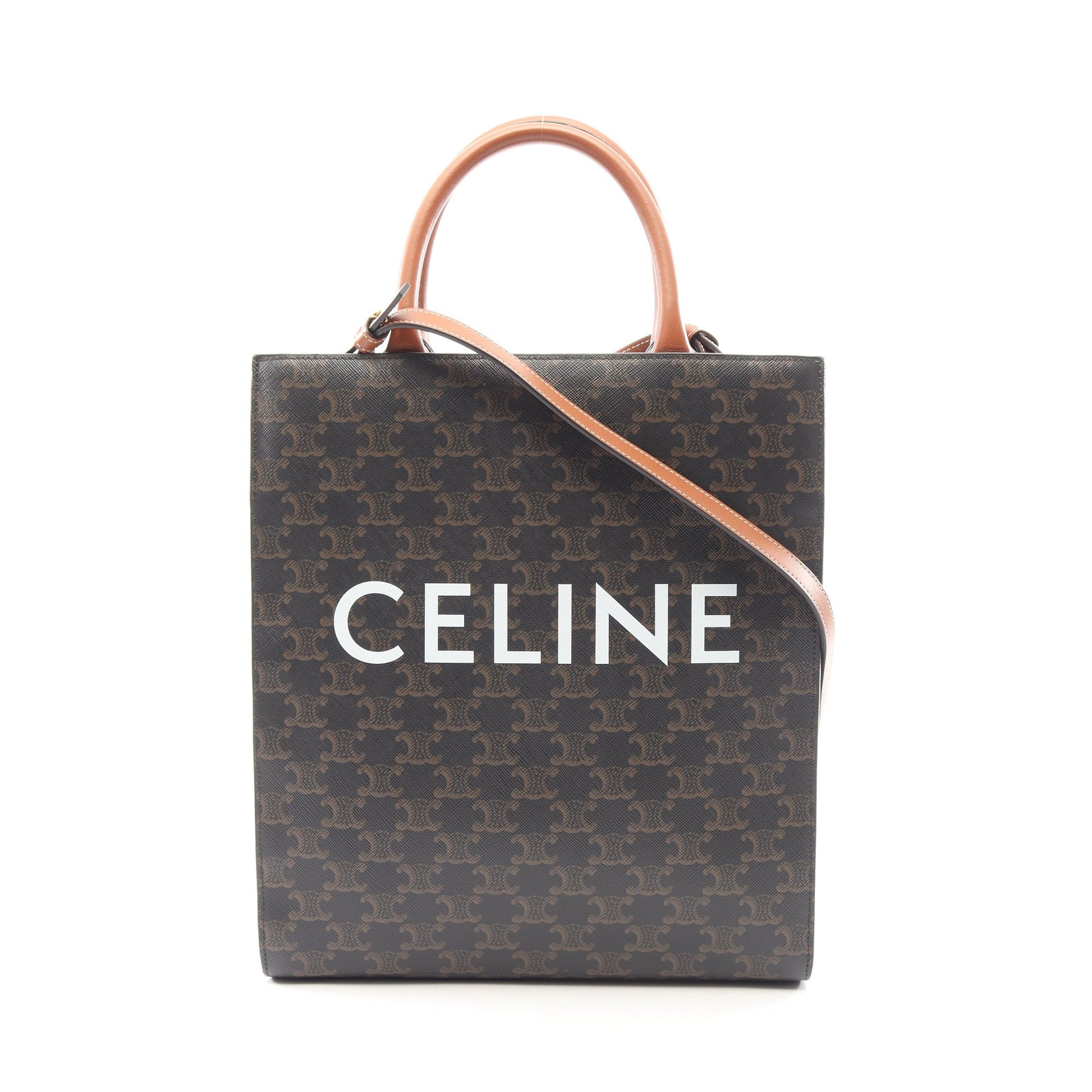 スモール バーティカル カバ トリオンフ 2WAY ハンドバッグ トートバッグ PVC レザー ブラック ブラウン セリーヌ バッグ CELINE