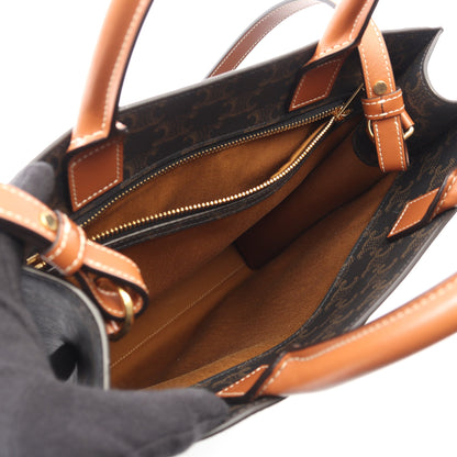 スモール バーティカル カバ トリオンフ 2WAY ハンドバッグ トートバッグ PVC レザー ブラック ブラウン セリーヌ バッグ CELINE
