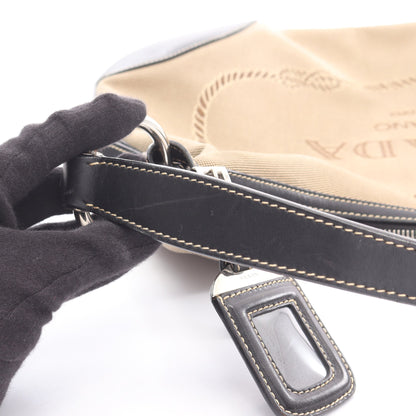 LOGO JACQUARD ロゴジャガード ワンショルダーバッグ キャンバス レザー ベージュ ブラック プラダ バッグ PRADA