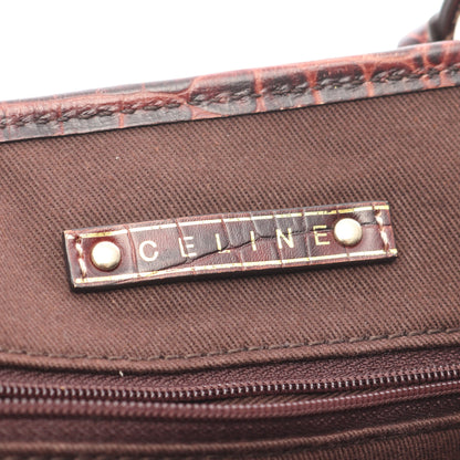 マカダム ハンドバッグ キャンバス レザー ピンクベージュ ダークブラウン セリーヌ バッグ CELINE