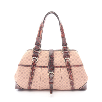 マカダム ハンドバッグ キャンバス レザー ピンクベージュ ダークブラウン セリーヌ バッグ CELINE