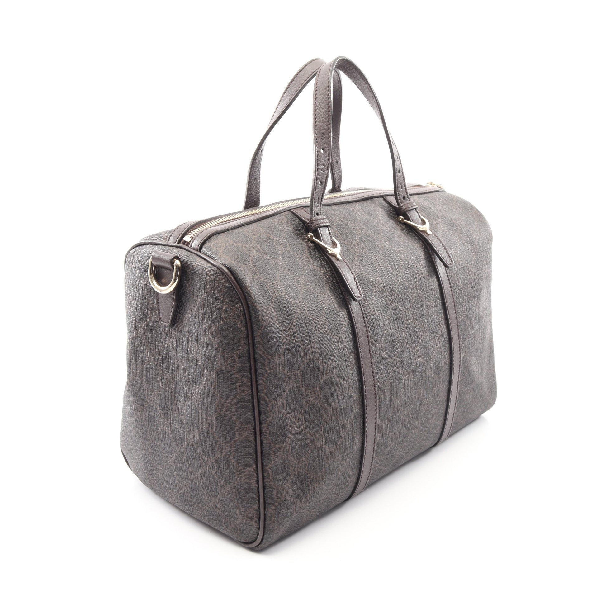 GGスプリーム 2WAY ハンドバッグ ミニボストンバッグ PVC レザー ダークブラウン グッチ バッグ GUCCI