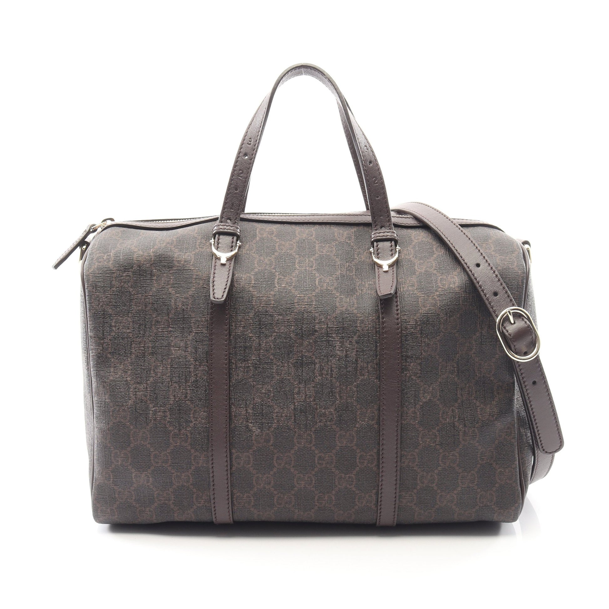 GGスプリーム 2WAY ハンドバッグ ミニボストンバッグ PVC レザー ダークブラウン グッチ バッグ GUCCI