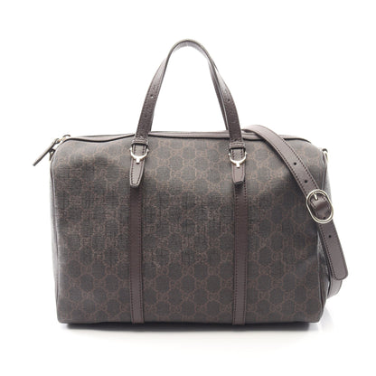GGスプリーム 2WAY ハンドバッグ ミニボストンバッグ PVC レザー ダークブラウン グッチ バッグ GUCCI