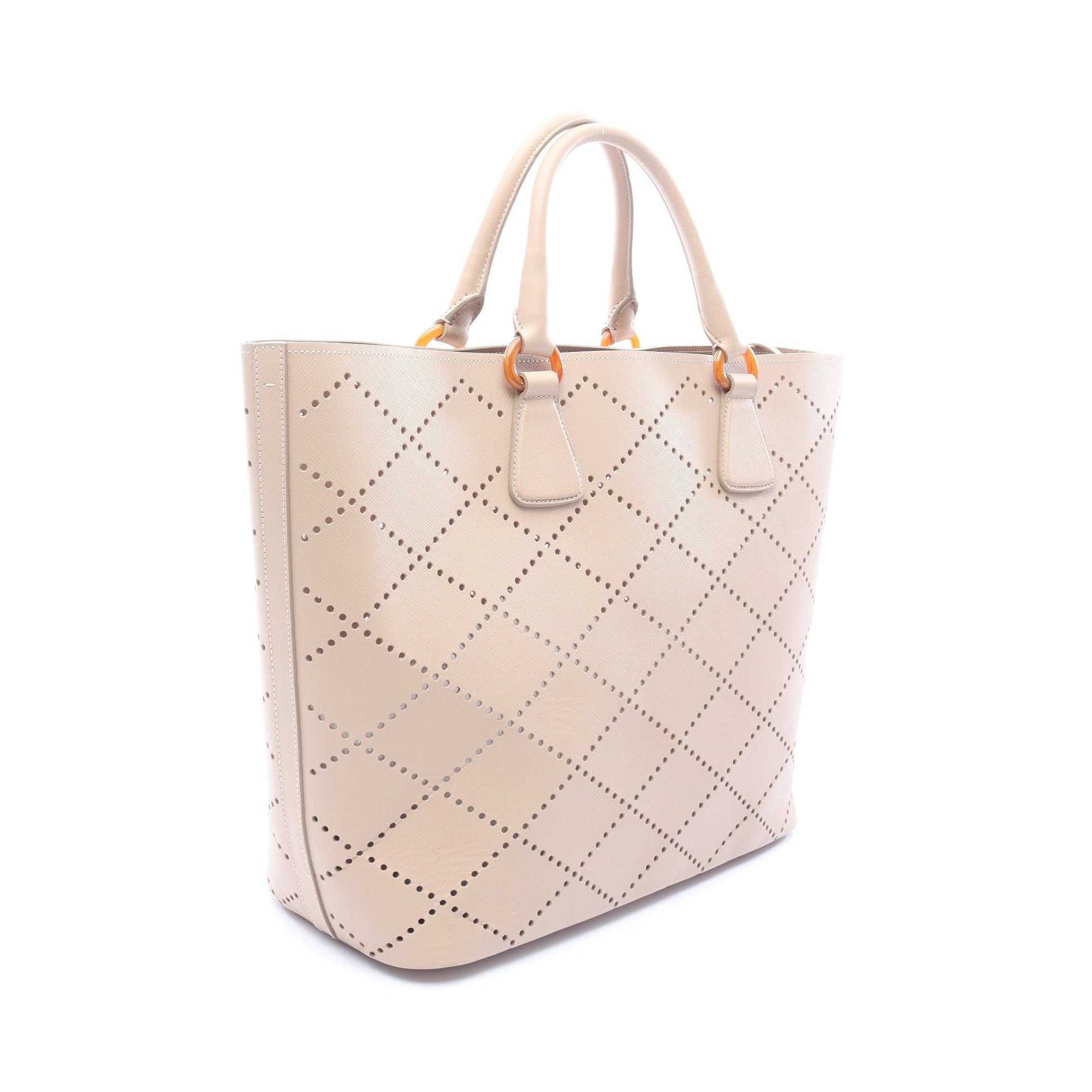 パンチング 2WAY ハンドバッグ トートバッグ レザー ベージュ プラダ バッグ PRADA
