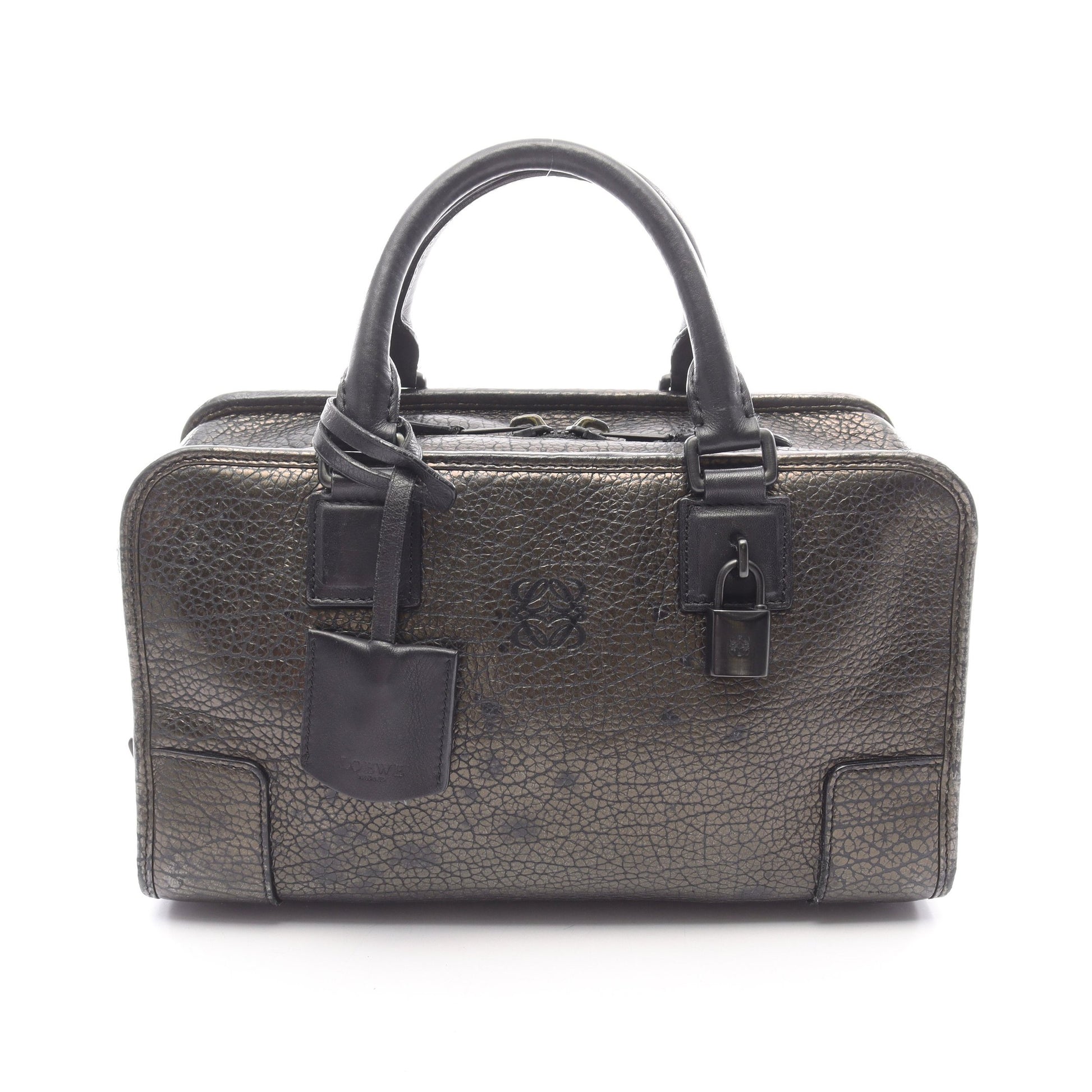 アマソナ28 ハンドバッグ レザー ダークブラウン ブラック ロエベ バッグ LOEWE
