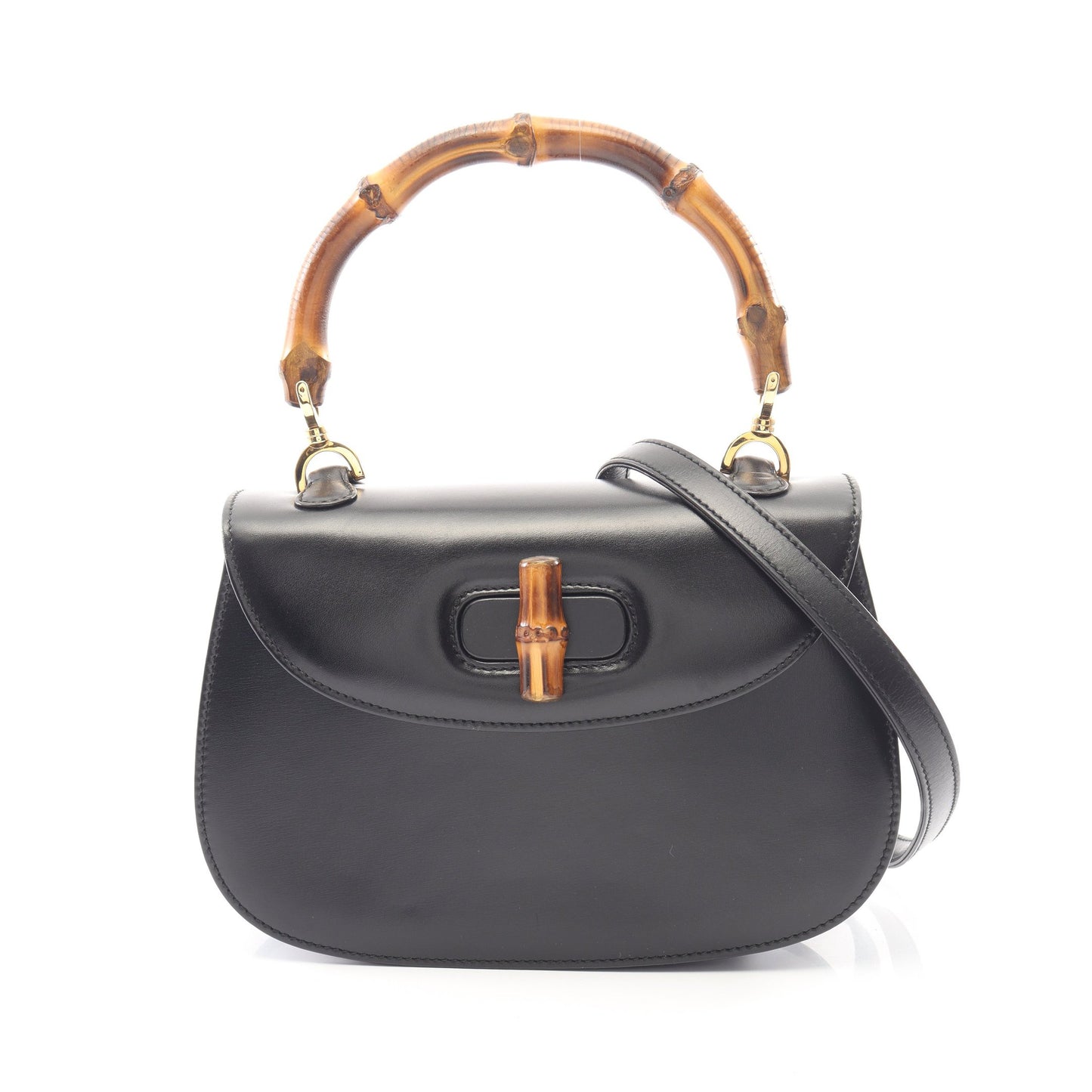 バンブー 2WAY ハンドバッグ レザー ブラック グッチ バッグ GUCCI