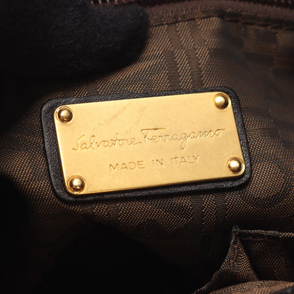 ガンチーニ ハンドバッグ レザー ブラック サルヴァトーレフェラガモ バッグ Salvatore Ferragamo