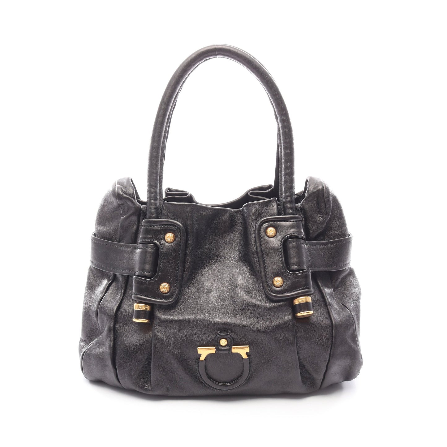 ガンチーニ ハンドバッグ レザー ブラック サルヴァトーレフェラガモ バッグ Salvatore Ferragamo