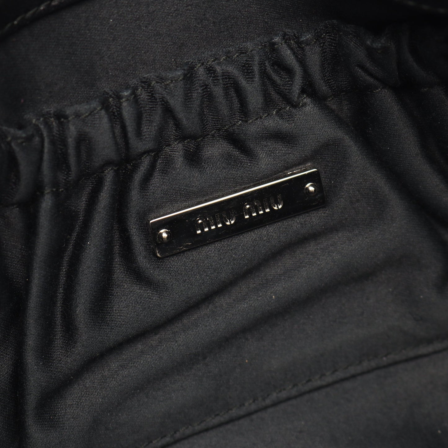 ナッパ クリスタル マテラッセ ショルダーバッグ レザー ブラック ミュウミュウ バッグ miu miu