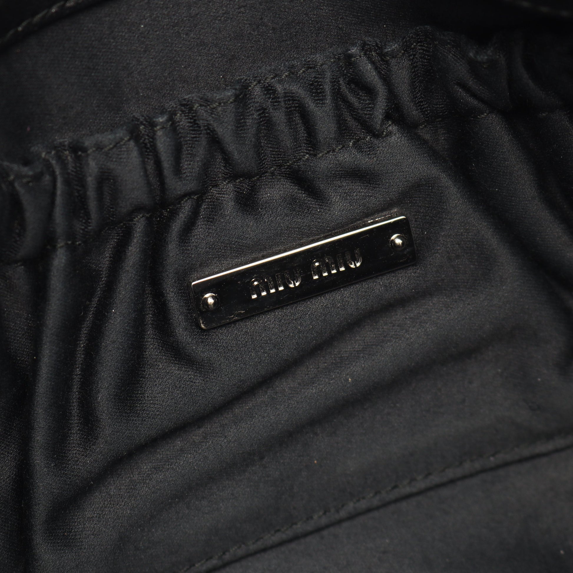 ナッパ クリスタル マテラッセ ショルダーバッグ レザー ブラック ミュウミュウ バッグ miu miu