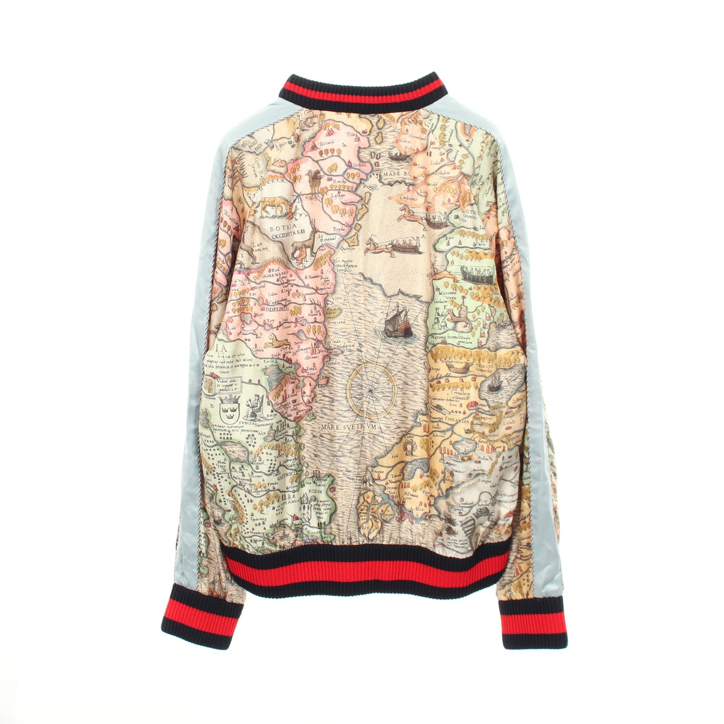 GUCCI DIY 地図柄 オーダーメイド ボンバージャケット シルク マルチカラー グッチ アウター GUCCI