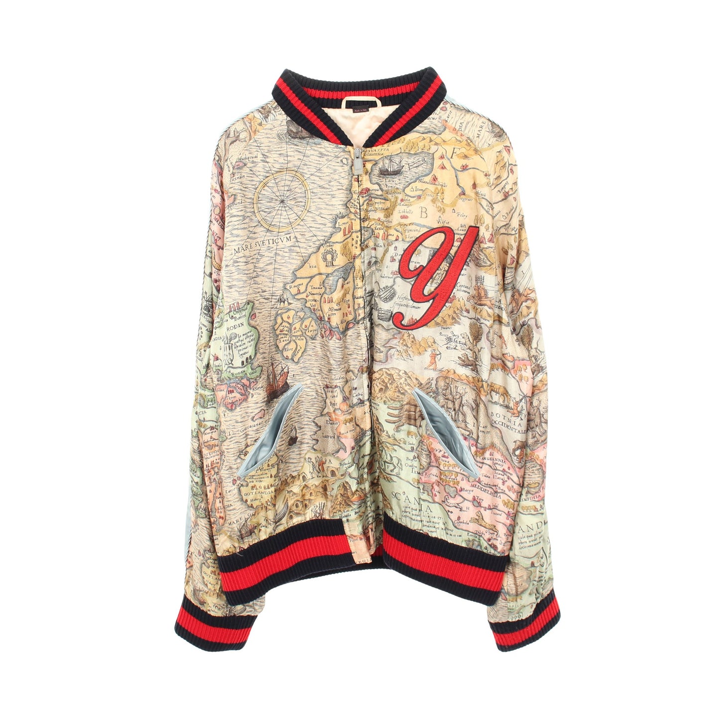 GUCCI DIY 地図柄 オーダーメイド ボンバージャケット シルク マルチカラー グッチ アウター GUCCI