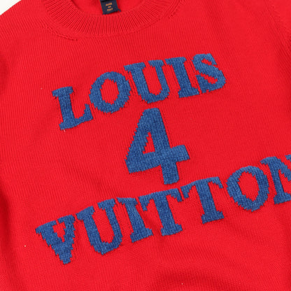ロゴ クルーネック ニット コットン カシミヤ レッド ルイヴィトン トップス LOUIS VUITTON