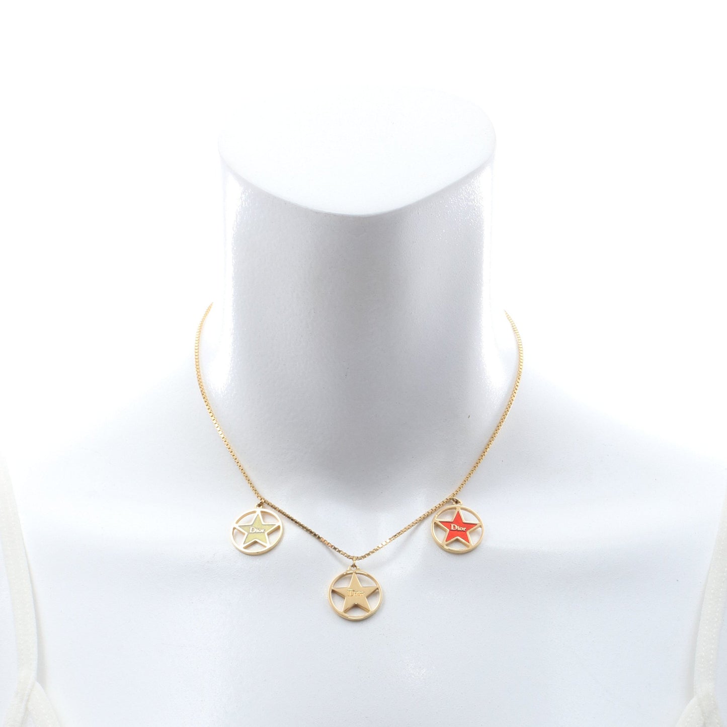 サークル スター ロゴ ネックレス GP ゴールド レッド グリーン クリスチャンディオール アクセサリー Christian Dior