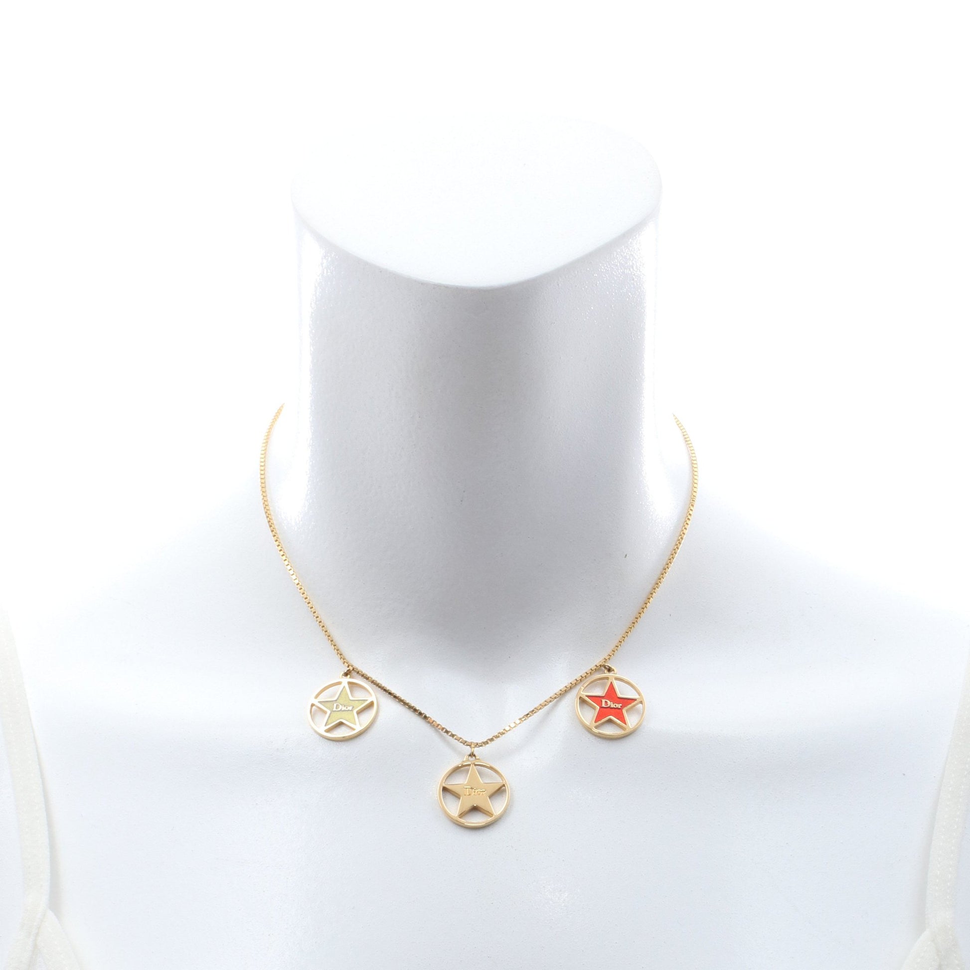 サークル スター ロゴ ネックレス GP ゴールド レッド グリーン クリスチャンディオール アクセサリー Christian Dior