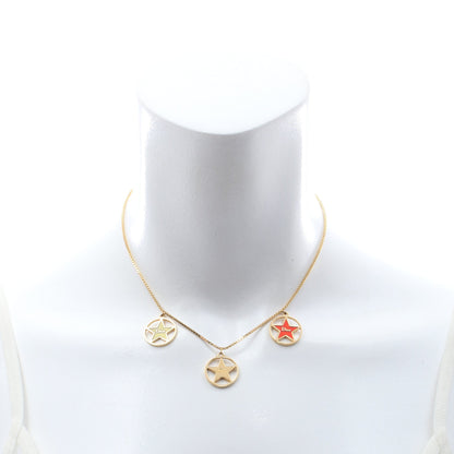 サークル スター ロゴ ネックレス GP ゴールド レッド グリーン クリスチャンディオール アクセサリー Christian Dior