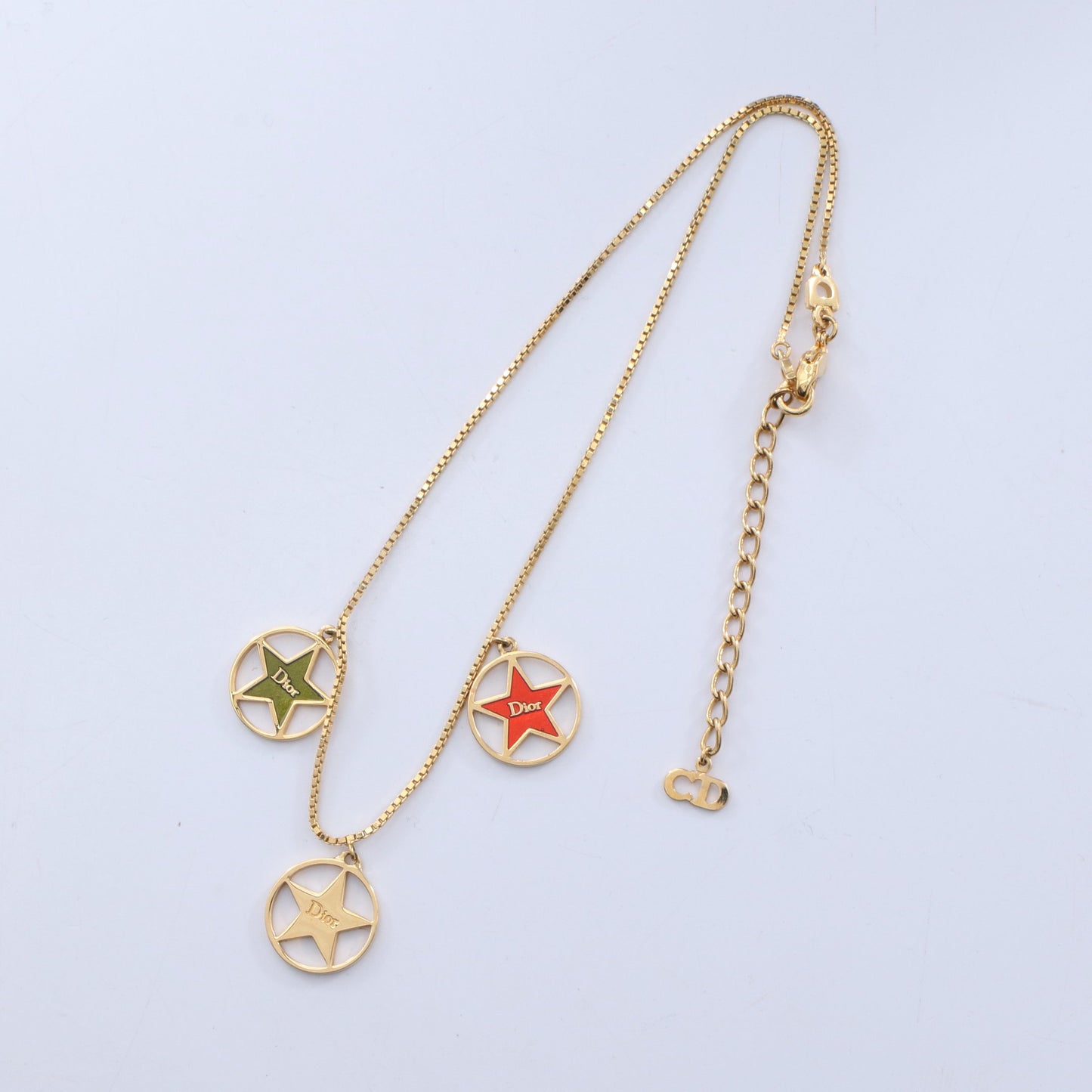 サークル スター ロゴ ネックレス GP ゴールド レッド グリーン クリスチャンディオール アクセサリー Christian Dior