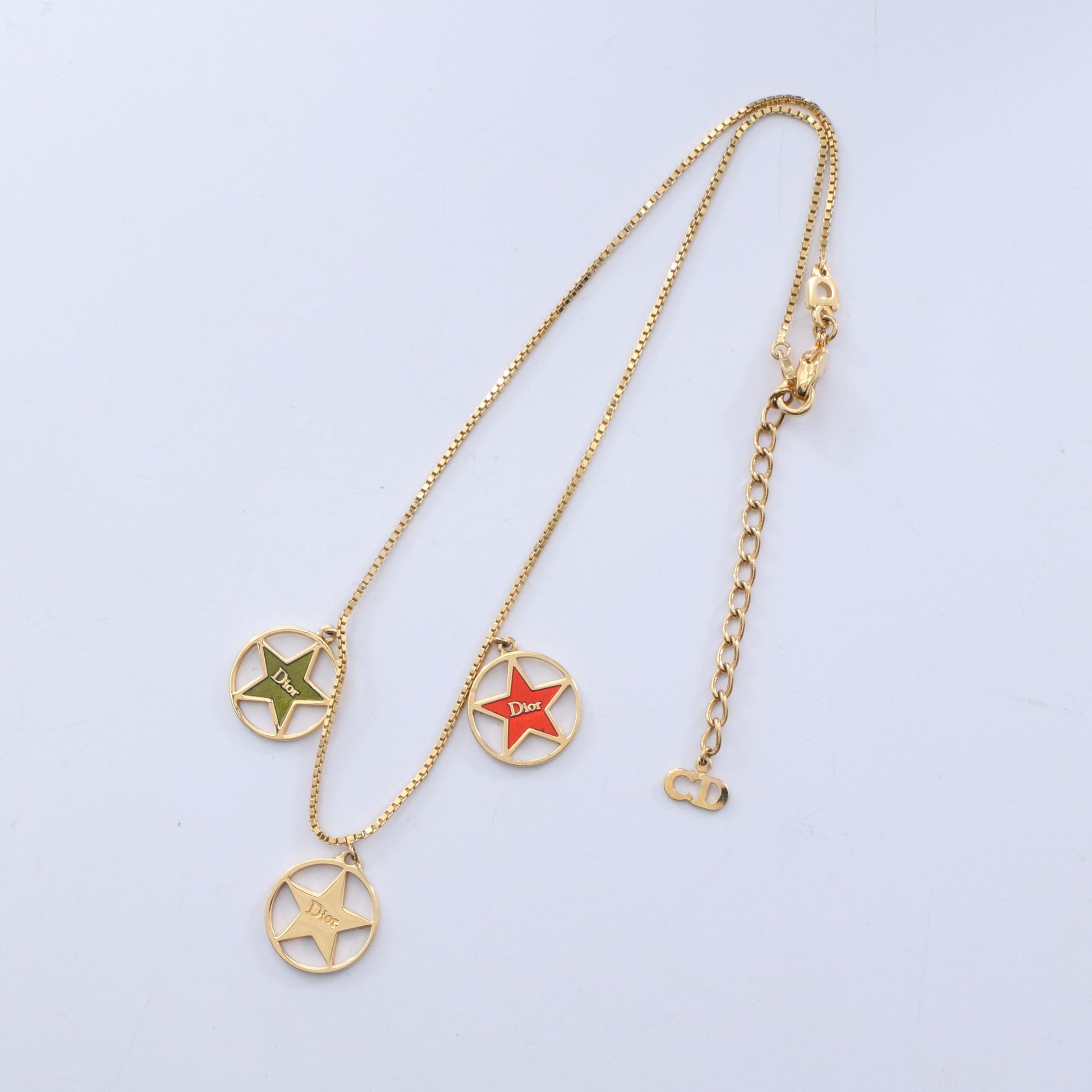 サークル スター ロゴ ネックレス GP ゴールド レッド グリーン クリスチャンディオール アクセサリー Christian Dior