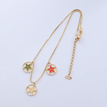 サークル スター ロゴ ネックレス GP ゴールド レッド グリーン クリスチャンディオール アクセサリー Christian Dior