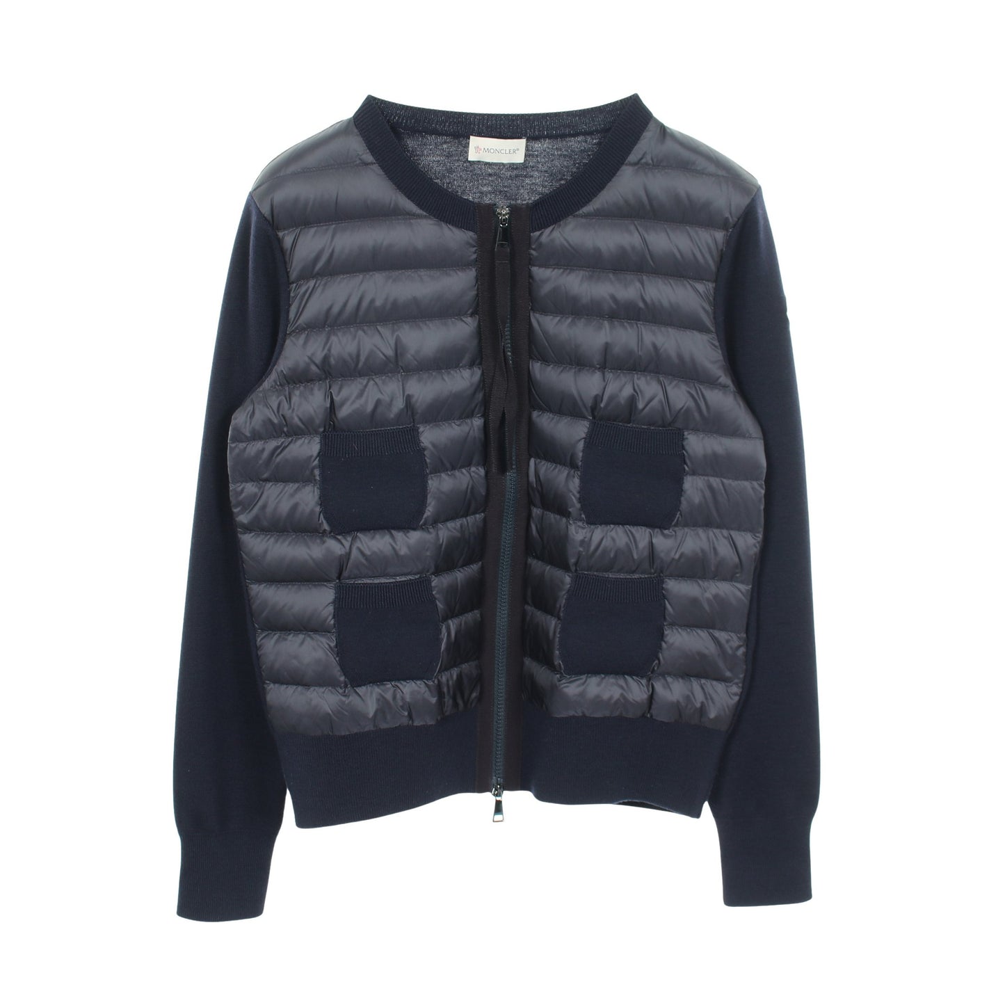 カーディガン 切替 ダウンジャケット ナイロン ウール ネイビー モンクレール アウター MONCLER