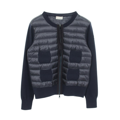 カーディガン 切替 ダウンジャケット ナイロン ウール ネイビー モンクレール アウター MONCLER
