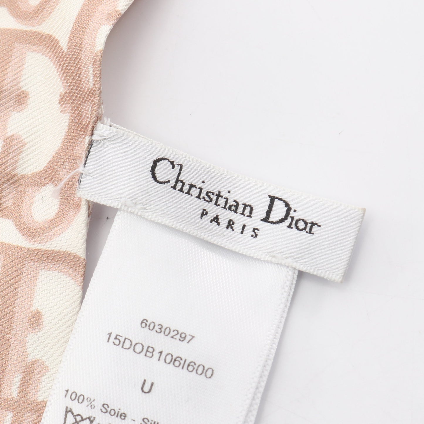 ミッツァ リボン スカーフ シルク ピンクベージュ ホワイト クリスチャンディオール 財布・小物 Christian Dior