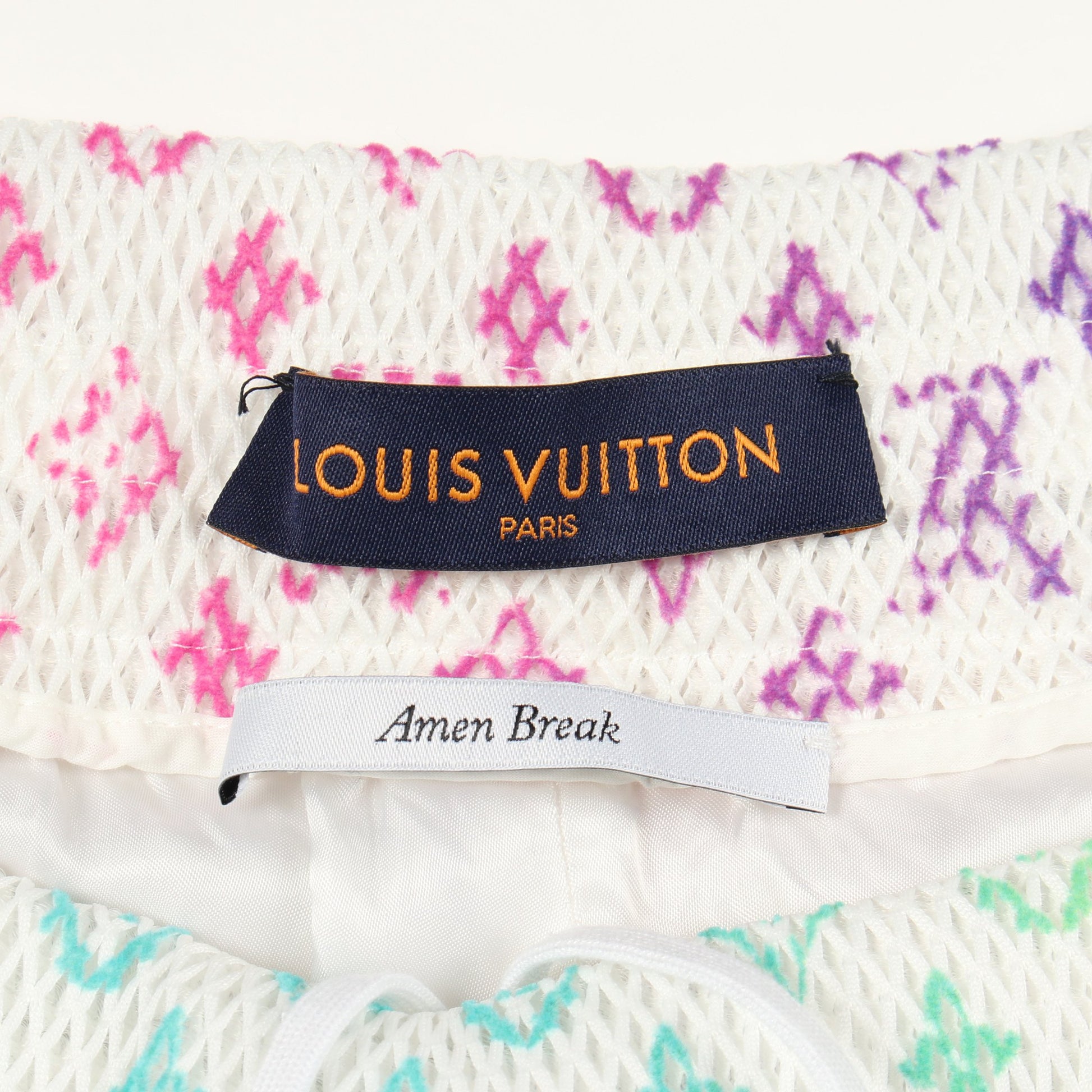 Amen Break グラディエント モノグラムメッシュ ハーフパンツ スウェットパンツ ホワイト マルチカラー ルイヴィトン ボトムス LOUIS VUITTON