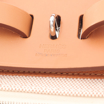 エールバッグジップアドPM エクリュ ナチュラル バックパック リュックサック トワルアッシュ ヴァッシュハンター ベージュ ライトブラウン シルバー金具 Z刻印 エルメス