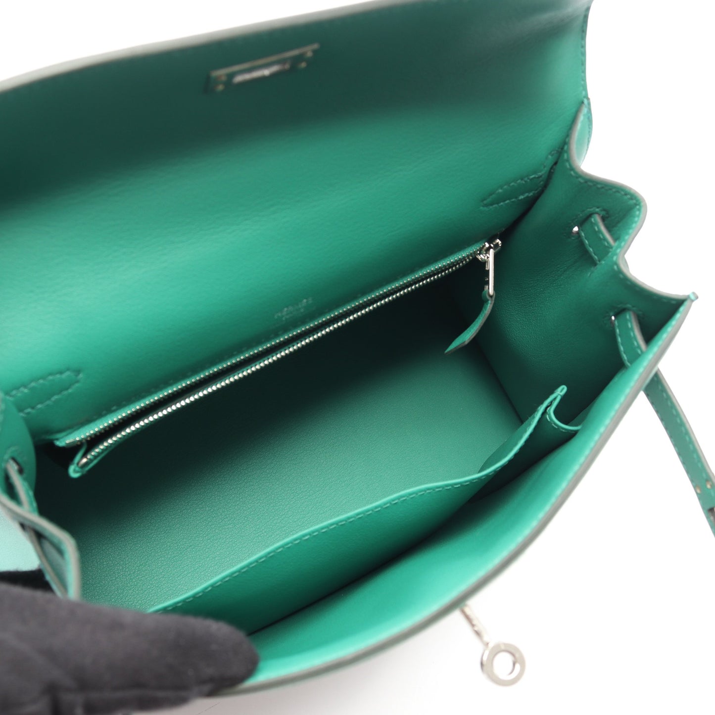 ケリー25 エクリュ ヴェールヴェルティゴ 外縫い 2WAY ハンドバッグ トワルアッシュ ヴォースイフト ライトグレー グリーン シルバー金具 W刻印 エルメス