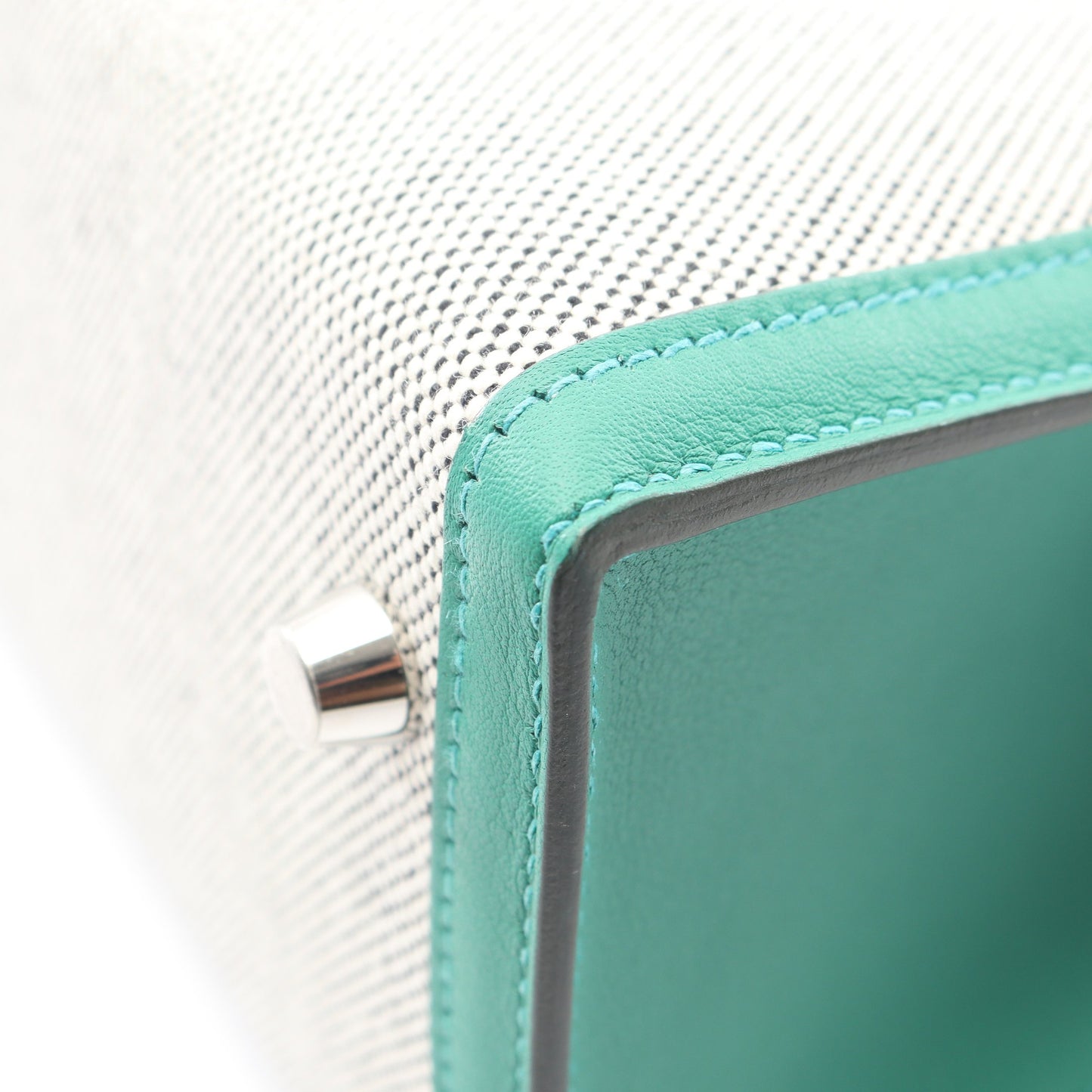 ケリー25 エクリュ ヴェールヴェルティゴ 外縫い 2WAY ハンドバッグ トワルアッシュ ヴォースイフト ライトグレー グリーン シルバー金具 W刻印 エルメス