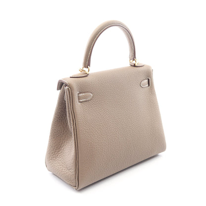 ケリー25 エトゥープ 内縫い 2WAY ハンドバッグ トリヨンクレマンス グレーブラウン ゴールド金具 K刻印 エルメス