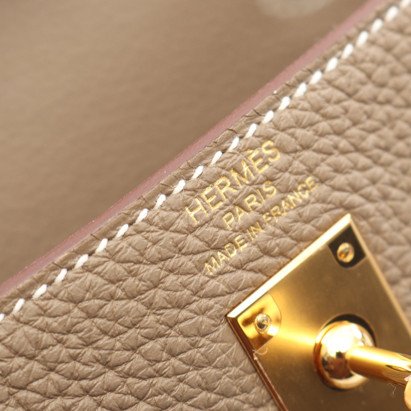 ケリー25 エトゥープ 内縫い 2WAY ハンドバッグ トリヨンクレマンス グレーブラウン ゴールド金具 K刻印 エルメス