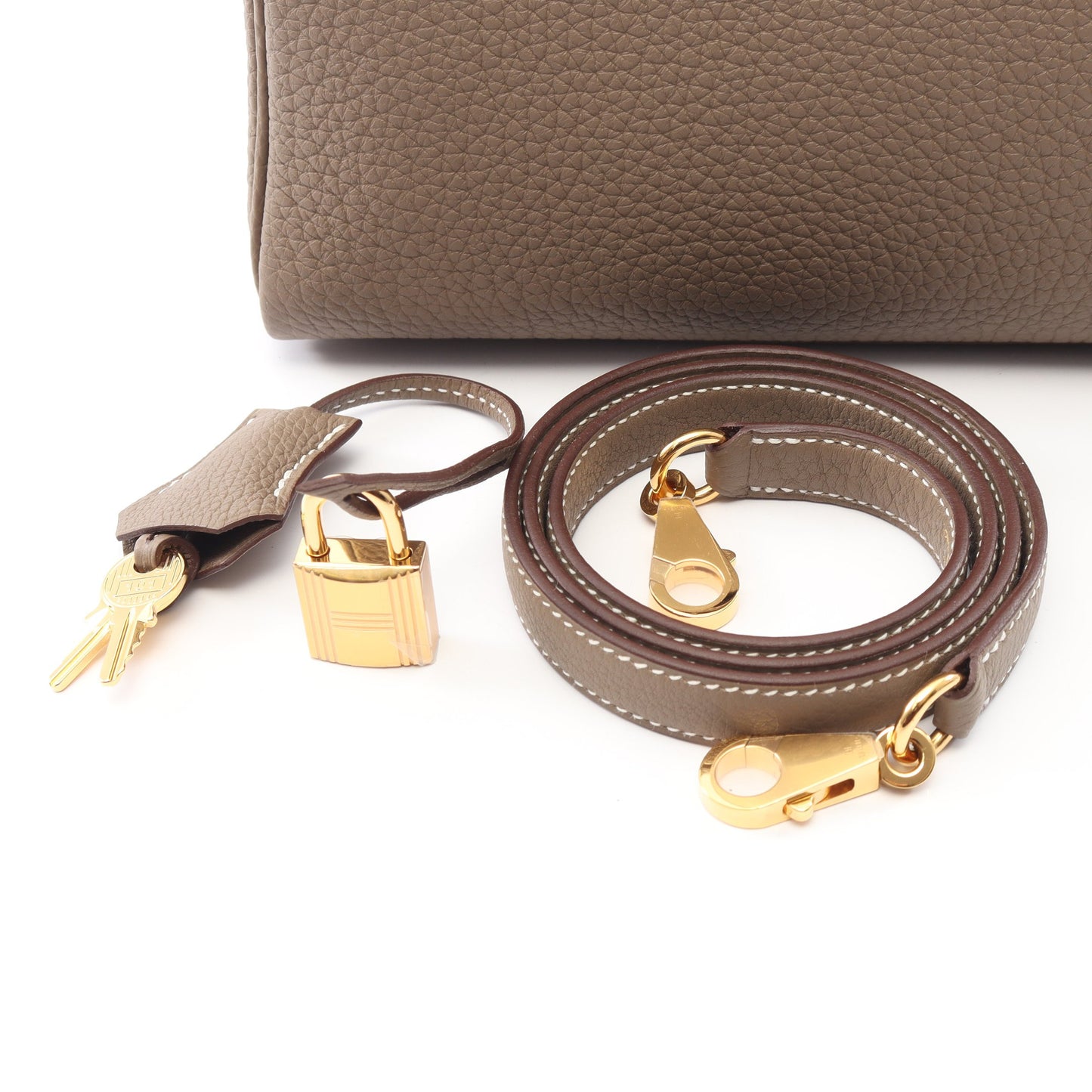 ケリー25 エトゥープ 内縫い 2WAY ハンドバッグ トリヨンクレマンス グレーブラウン ゴールド金具 K刻印 エルメス