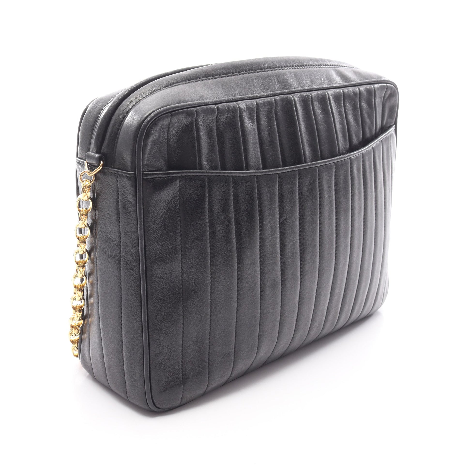 マドモアゼル チェーンショルダーバッグ ラムスキン ブラック ゴールド金具 シャネル バッグ CHANEL